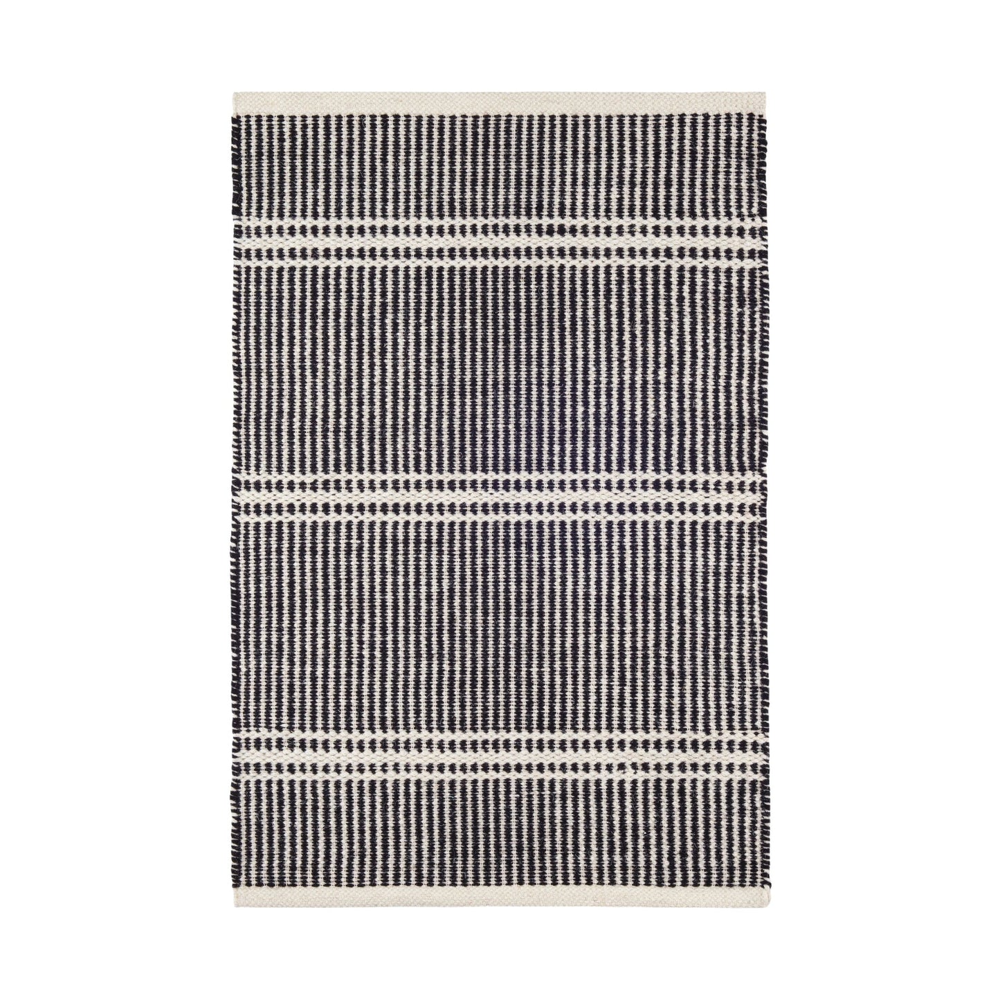 TAPIS EN DÉPÔT DE STOCK - Tapis Malta noir/ivoire tissé à la main en laine - 2,44 m x 3,05 m