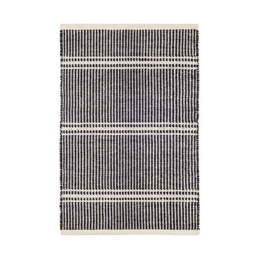 TAPIS EN DÉPÔT DE STOCK - Tapis Malta noir/ivoire tissé à la main en laine - 2,44 m x 3,05 m