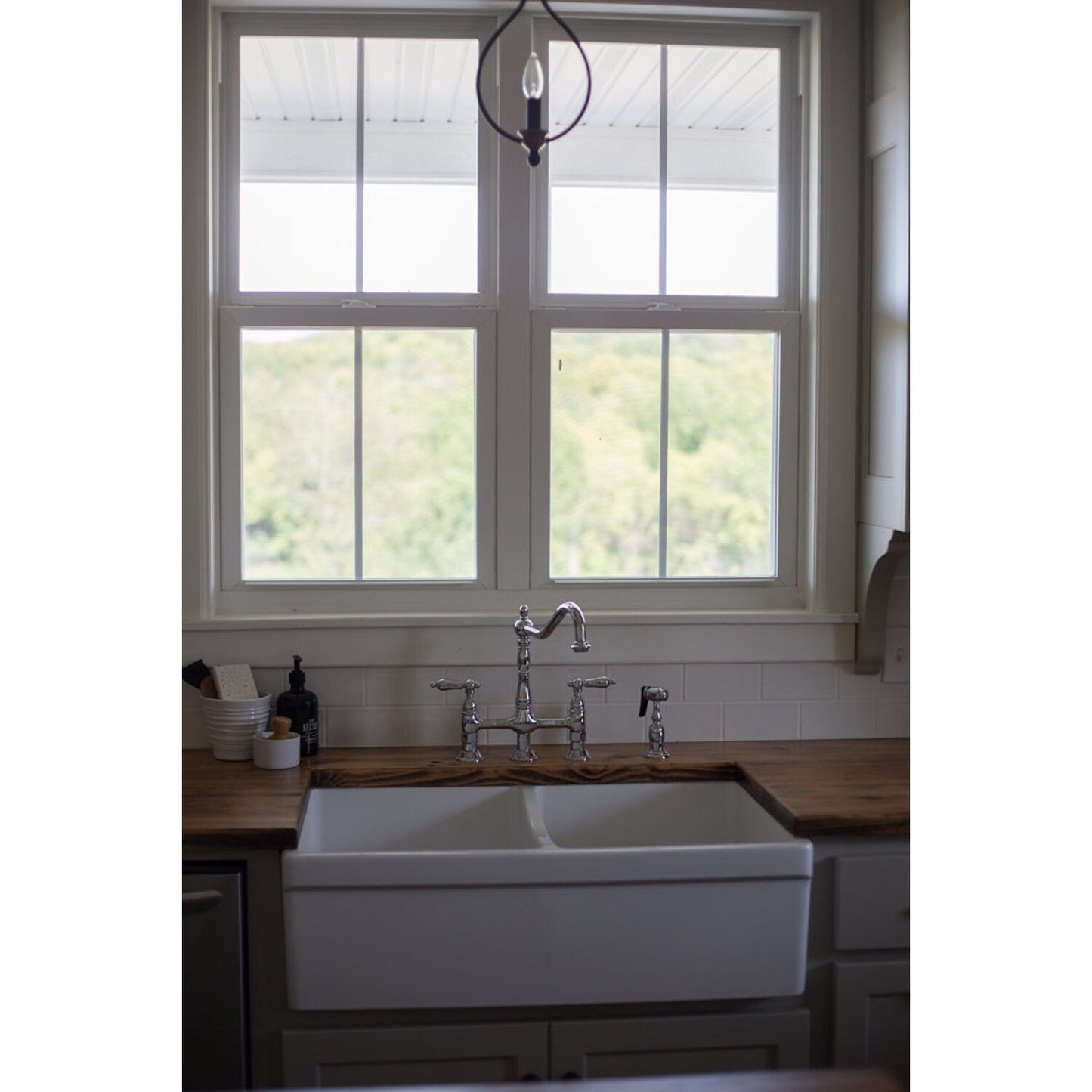 Robinet de cuisine Heritage Bridge avec douchette en laiton