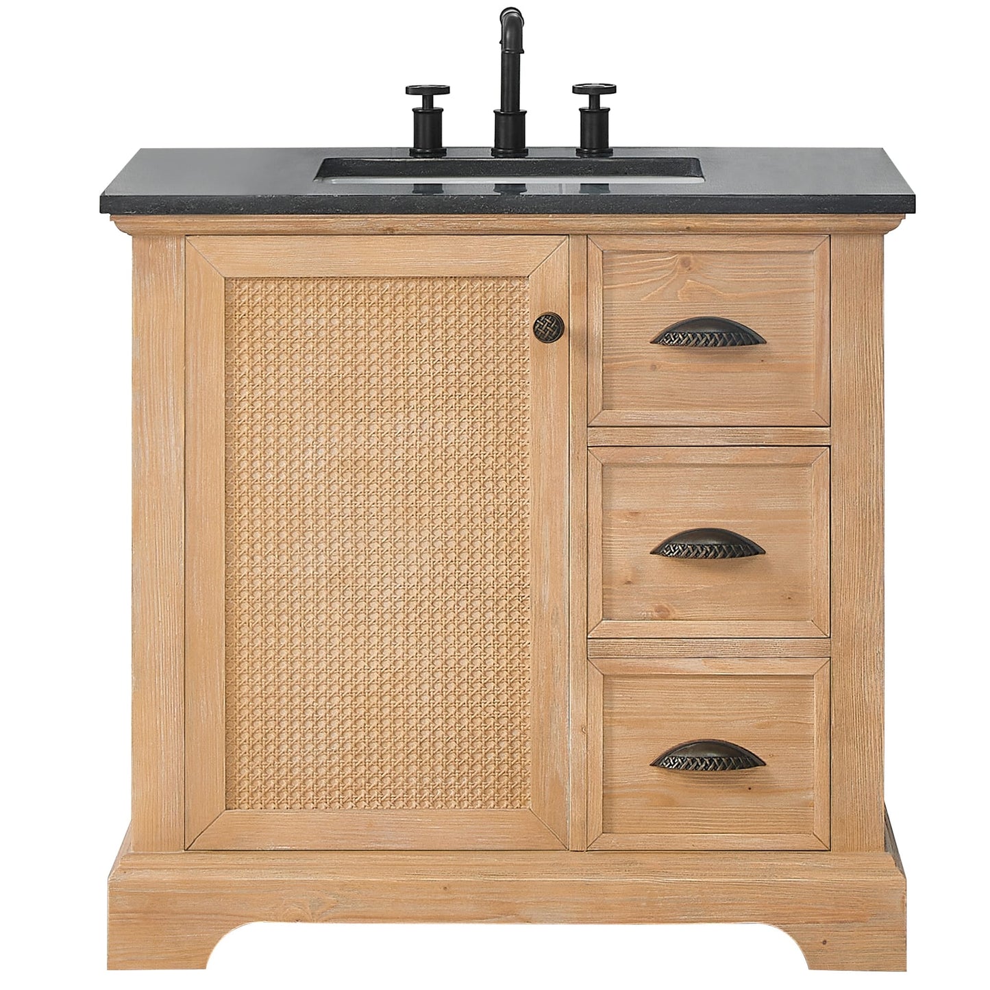 Meuble-lavabo Hervas avec plateau en marbre naturel, sans miroir.