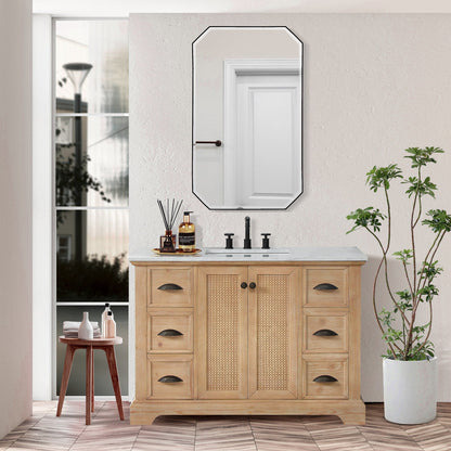 Meuble-lavabo Hervas avec plateau en marbre naturel, sans miroir.