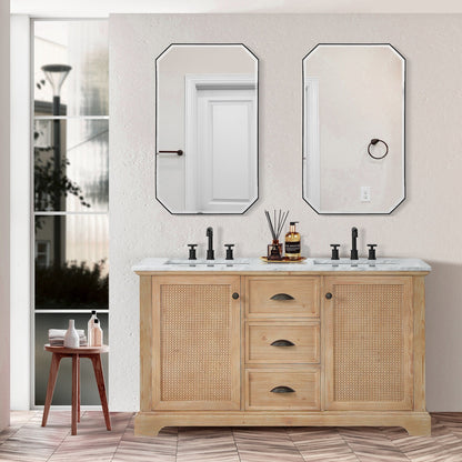 Meuble-lavabo Hervas avec plateau en marbre naturel, sans miroir.