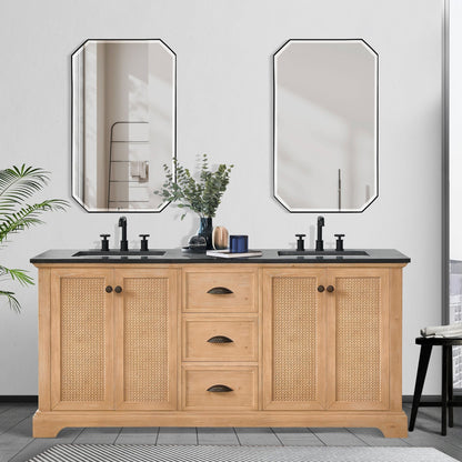 Meuble-lavabo Hervas avec plateau en marbre naturel, sans miroir.