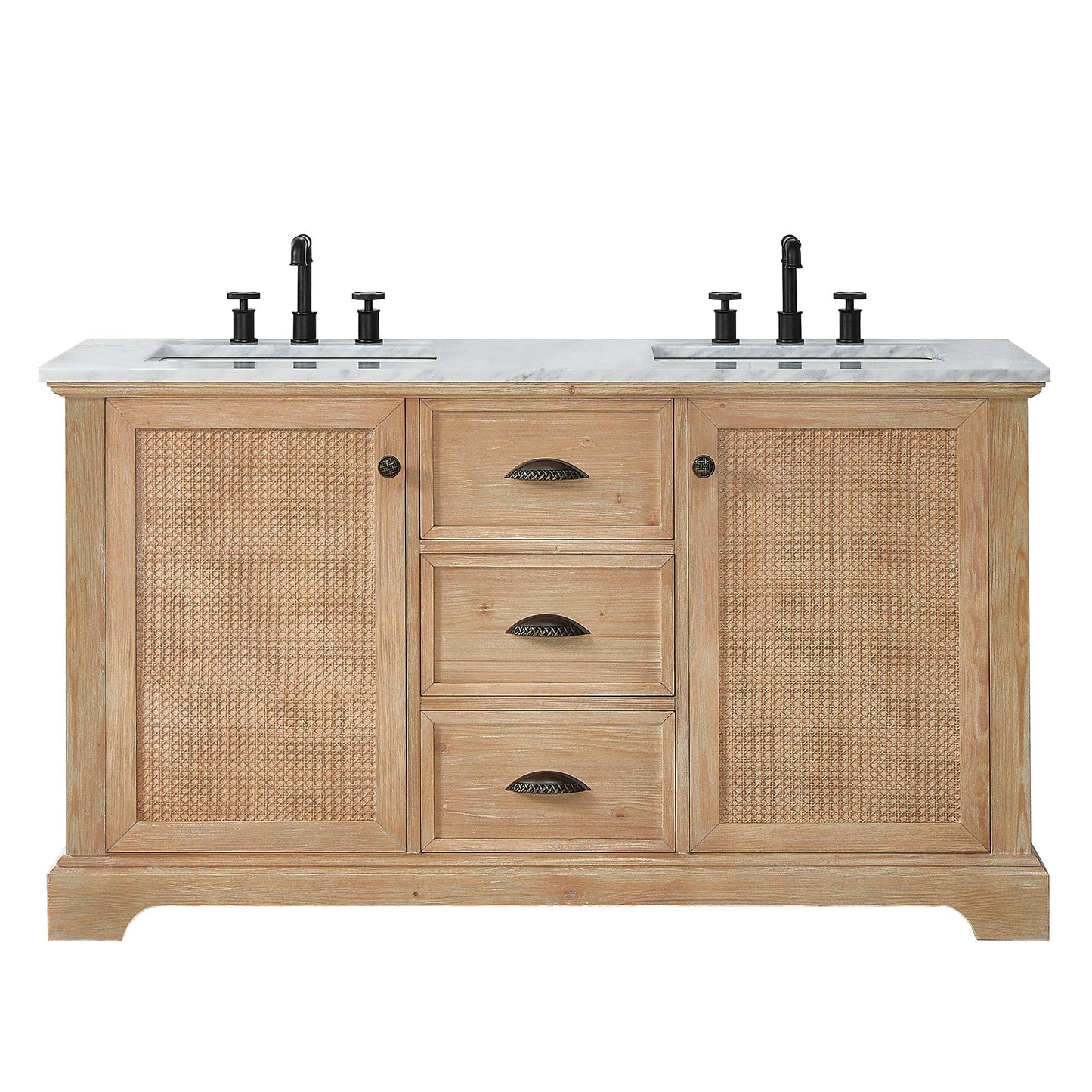 Meuble-lavabo Hervas avec plateau en marbre naturel, sans miroir.