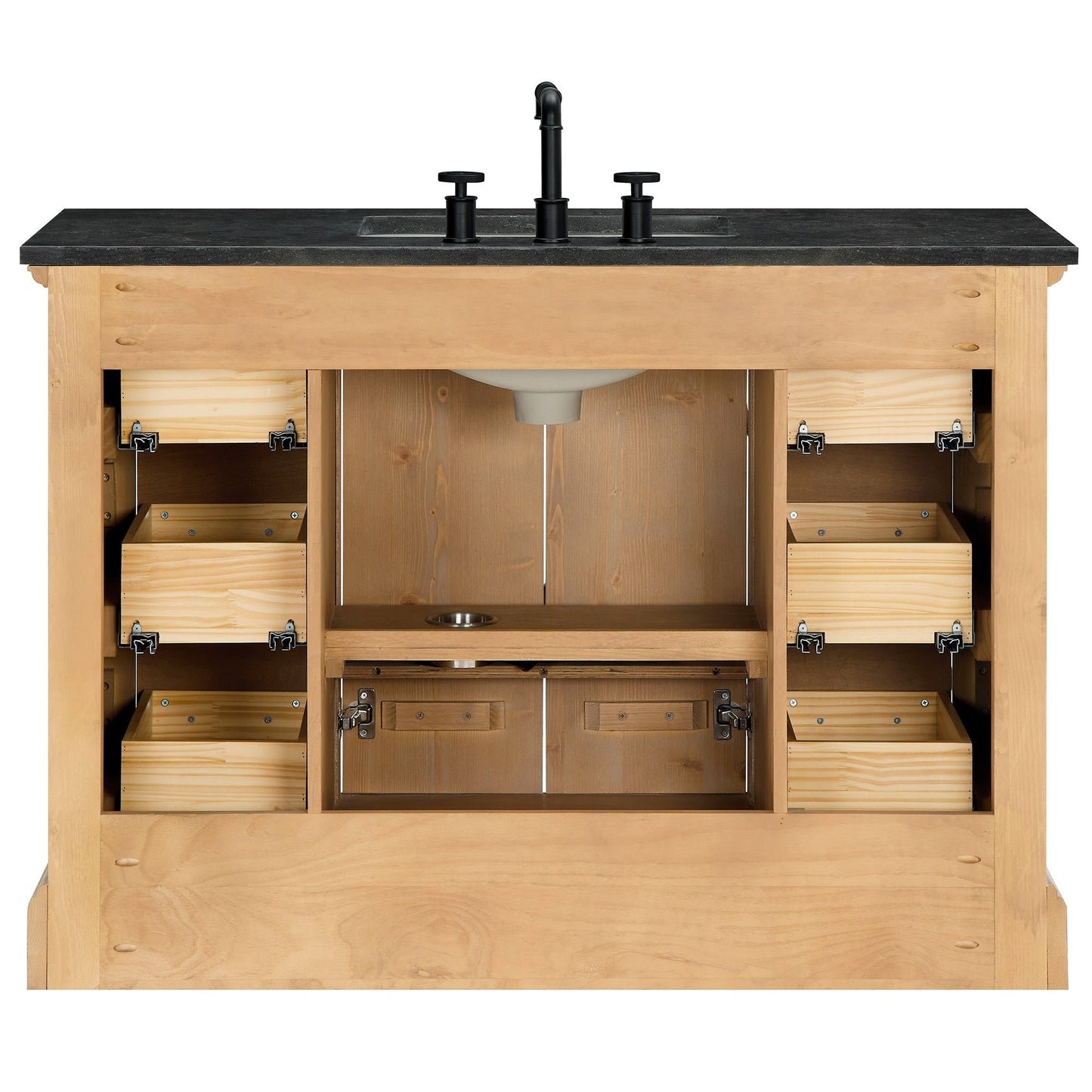 Meuble-lavabo Hervas avec plateau en marbre naturel, sans miroir.