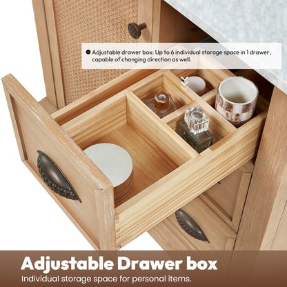 Meuble-lavabo Hervas avec plateau en marbre naturel, sans miroir.