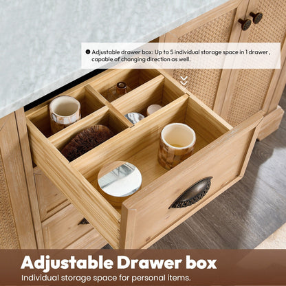 Meuble-lavabo Hervas avec plateau en marbre naturel, sans miroir.