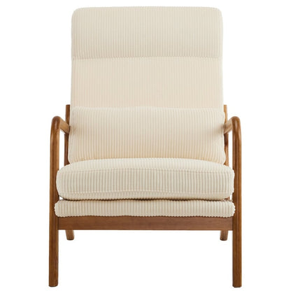 Fauteuil de loisirs avec dossier haut en bois massif et accoudoirs, fauteuil d'appoint