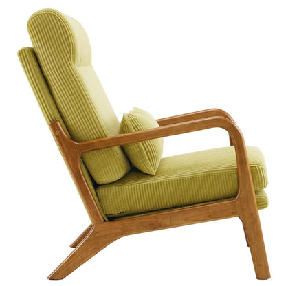 Fauteuil de loisirs avec dossier haut en bois massif et accoudoirs, fauteuil d'appoint