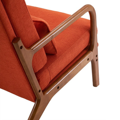 Fauteuil de loisirs avec dossier haut en bois massif et accoudoirs, fauteuil d'appoint