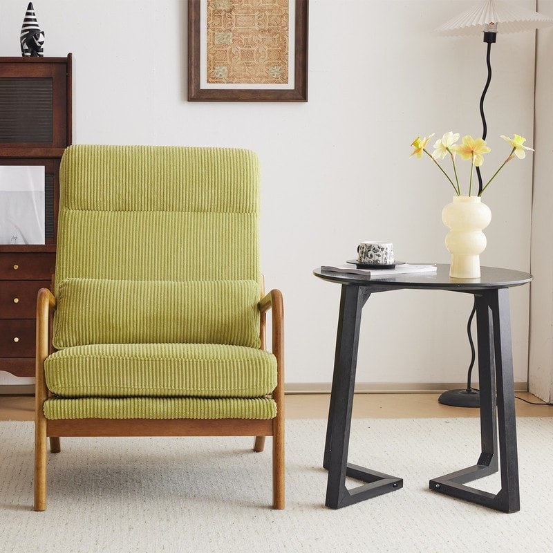 Fauteuil de loisirs avec dossier haut en bois massif et accoudoirs, fauteuil d'appoint