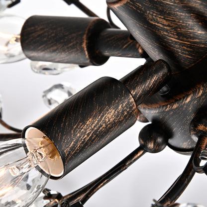 Plafonnier Holly à 4 lumières en cristal et feuilles