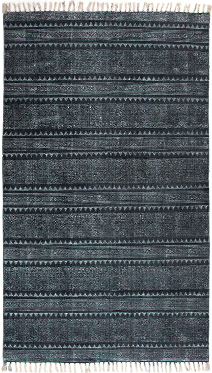 TAPIS EN DÉSTOCKAGE - Tapis imprimé indigo - 2,74 m x 3,66 m