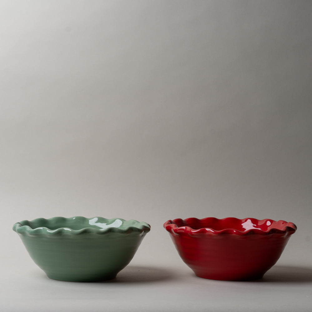 Bol à bord festonné en grès rouge