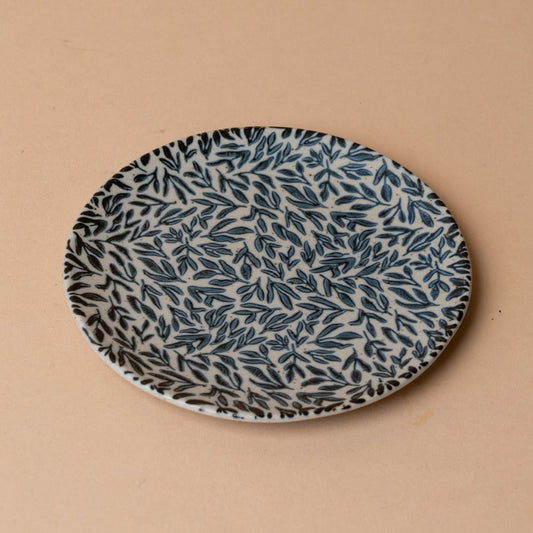 Assiette à hors-d'œuvre en grès myrte