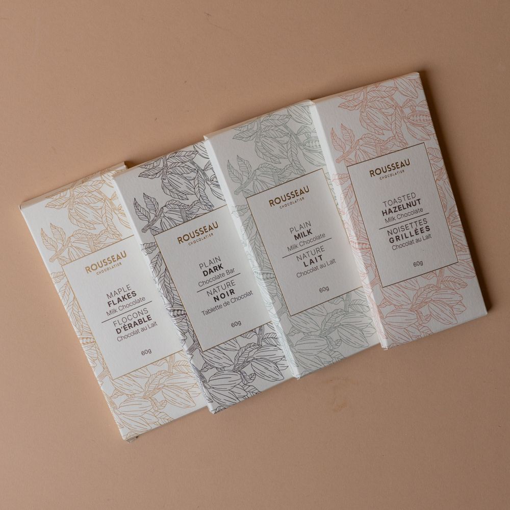 Assortiment de tablettes de chocolat Rousseau Chocolatier