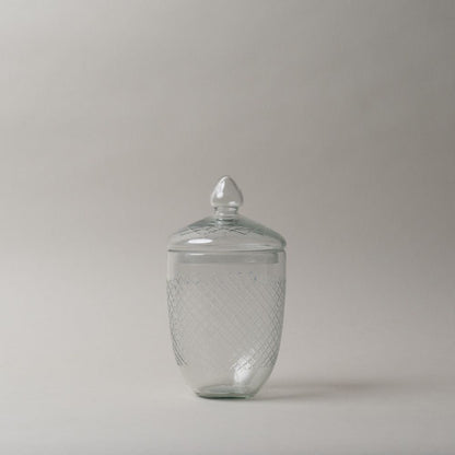 Bocal en verre soufflé à la main avec couvercle